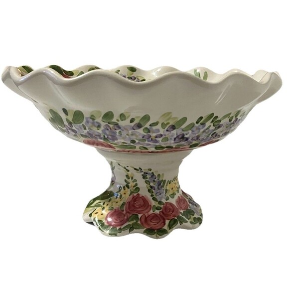 Dillards 2017 Don Swanson "Heavenly Garden" or English Garden pedestal compote - Picture 7 of 16